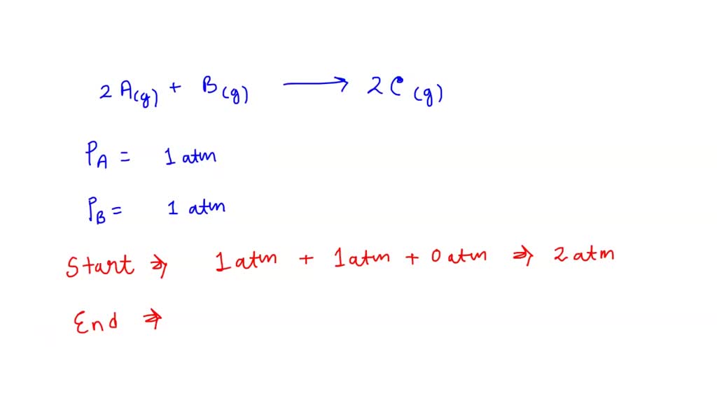 SOLVED: Consider the generic reaction: 2 A(g) + B(g) â†’ 2 C(g). If a ...