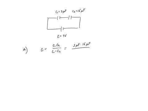 two-capacitors-c1-300-f-and-c2-160-f-are-now-connected-in-series-and-to-a-900-v-battery-a-find-the-equivalent-capacitance-of-the-combination-_____-f-b-find-the-potential-difference-across-ea-77618