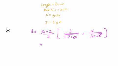 a-solenoid-that-has-length-30-cm-radius-12-cm-and-300-turns-carries-current-of-26-a-find-the-maguitude-of-the-maguetic-field-0n-the-axis-of-the-solenoid-at-the-center-of-thie-solenoid-at-one-62533
