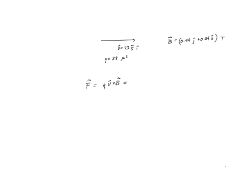 a-particle-with-a-charge-of-38-c-moves-with-a-speed-of-73-ms-in-the-positive-x-direction-the-magnetic-field-in-this-region-of-space-has-a-component-of-044-t-in-the-positive-y-direction-and-a-89157