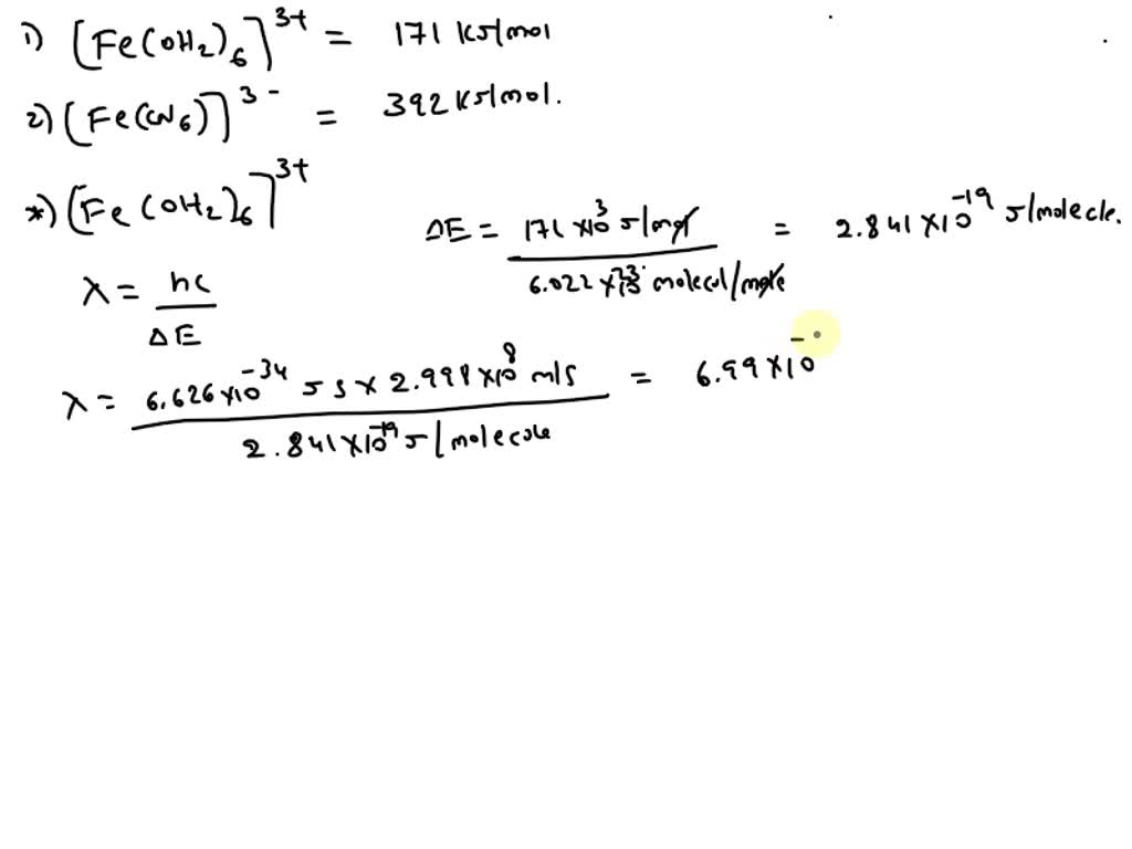 SOLVED: [Fe(OH2)6]3+ is high spin and has a crystal field splitting ...