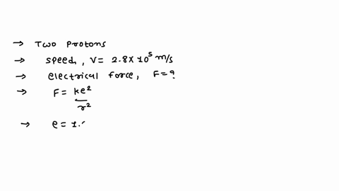 two-protons-are-aimed-directly-toward-each-other-by-a-cyclotron-accelerator-with-speeds-of-280105-ms-measured-relative-to-the-earth-find-the-maximum-electrical-force-that-these-protons-will-05747