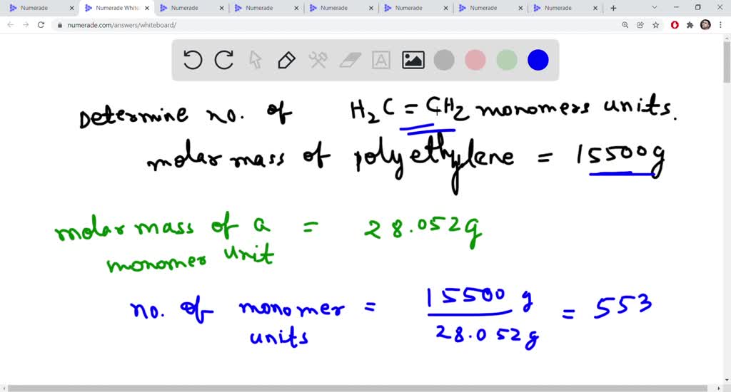 SOLVED: Determine the number of Hâ‚‚C = CHâ‚‚ monomeric units in one ...