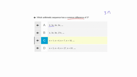 which-arithmetic-sequence-has-a-common-difference-of-3-a-03-mathrmn-6-mathrmn-9-mathrmn-ldots-b-mathrmn-3-mathrmn-9-mathrmn-27-mathrmn-ldots-c-n1-n4-n7-n10-ldots-d-mathrmn3-mathrmn9-mathrmn27-mathrmn8
