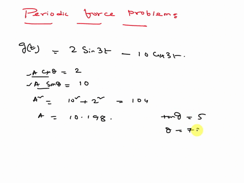 a-mass-spring-system-is-driven-by-the-external-force-gt-2-sin3t-10-cos3t-the-mass-equals-1-the-spring-constant-equals-5-and-the-damping-coefficient-equals-2-if-the-mass-is-initially-located-12733