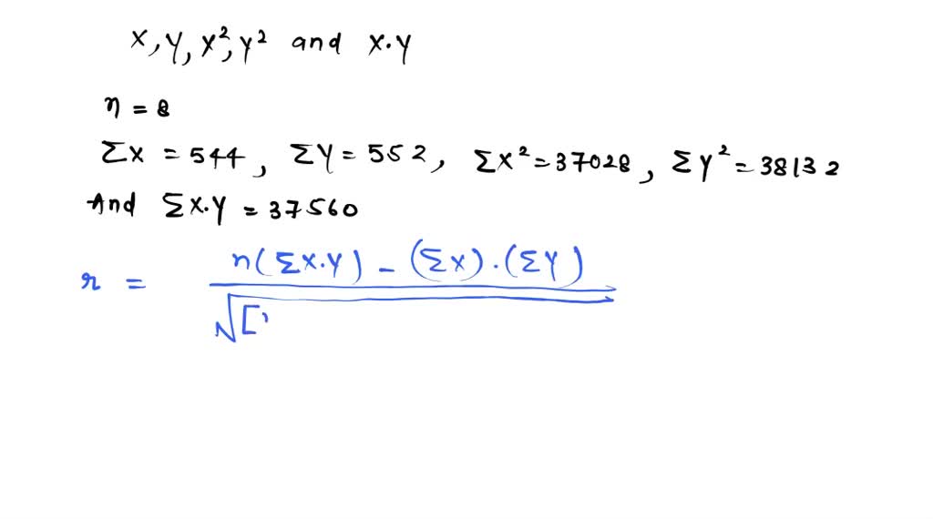 SOLVED: 13) Calculate the coefficient of correlation between the ...