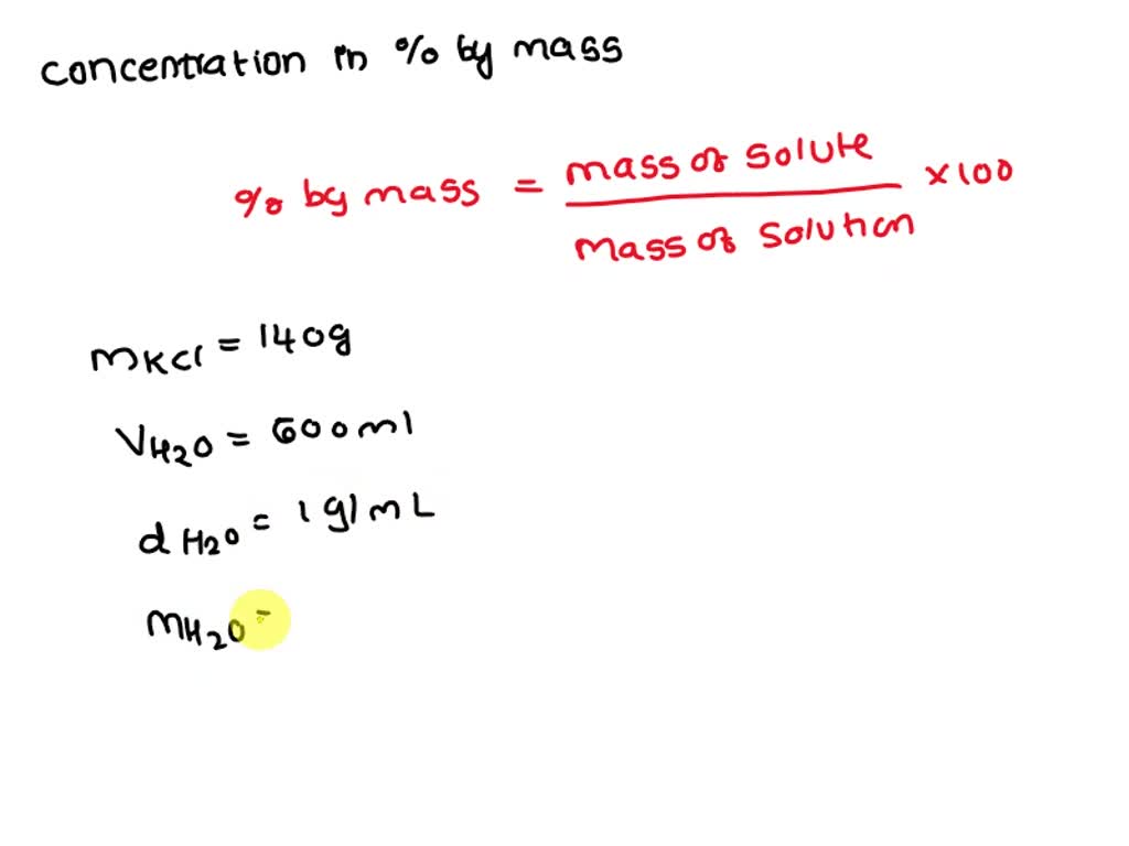 Solved What Is The Concentration Of The Solution In Percent By Mass