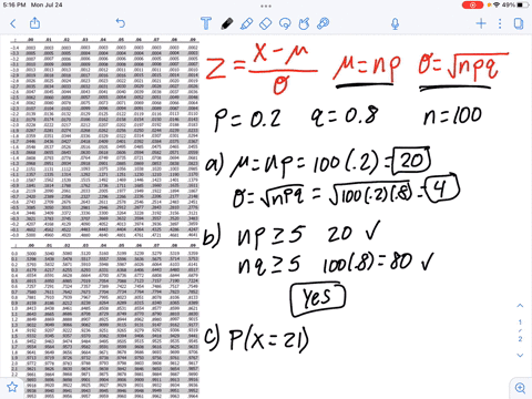 a-binomial-probability-distribution-has-p-20-and-n-100-if-required-round-your-answers-to-four-decimal-places-use-continuity-correction-factor-if-necessary-use-table-1-in-appendix-b-a-what-ar-36318