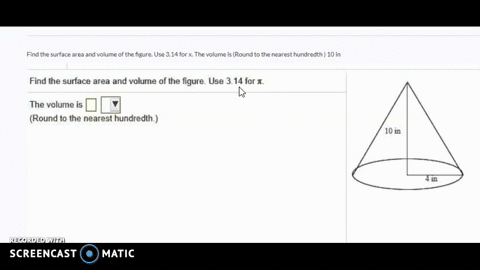 find-the-surface-area-and-volume-of-the-figure-use-314-for-x-the-volume-is-round-to-the-nearest-hundredth-10-in-56284