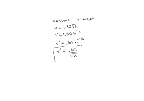 the-view-v-or-distance-in-miles-that-one-can-see-to-the-horizon-from-height-h-in-feet-is-given-by-v-138vh-_-a-find-the-rate-of-change-of-v-with-respect-to-h_-b-how-far-can-one-see-to-the-hor-94266