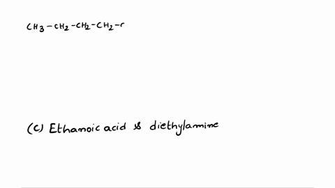 draw-the-organic-product-formed-when-the-following-compounds-undergo-a-substitution-reaction-a-acetic-acid-and-1-hexanol-b-propanoic-acid-and-dimethyl-amine-c-ethanoic-acid-and-diethylamine-38911