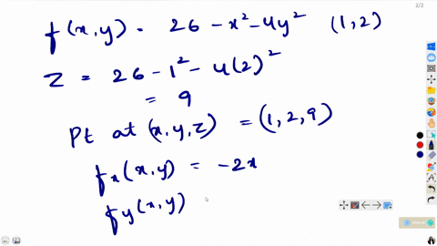 find-the-tangent-plane-to-the-function-below-at-the-indicated-point-fx-y-26-x2-4y2-at-1-2-z-2x16y43-use-the-tangent-plane-to-approximate-the-value-of-f093-205-round-your-answer-to-three-deci-09622