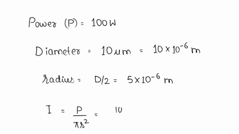14-the-peak-power-of-a-certain-co2-laser-1-106-um-is-100-w-if-the-beam-is-focused-to-a-spot-10-um-in-diameter-find-the-irradiance-and-the-amplitude-of-the-electric-field-of-the-light-wave-at-19833