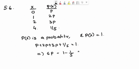 56-mean-and-variance-10-points-let-x-be-a-discrete-random-variable-such-that-px-0-p-px-1-2p-px-2-3p-px-4-15-a-find-the-expected-value-of-x-b-find-the-variance-of-x-07551