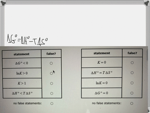 the-statements-in-the-tables-below-are-about-two-different-chemical-equilibria-the-symbols-have-their-usual-meaning-for-example-delta-gcirc-stands-for-the-standard-gibbs-free-energy-of-reaction-and-4