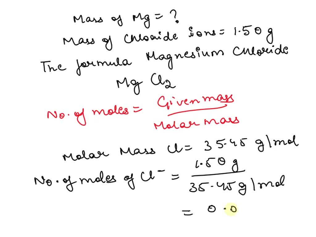 SOLVED: Text: Atomic Mass Of (Mg And Cl Molar Mass Of MgCl2