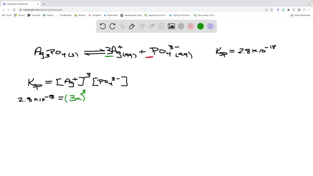 SOLVED: the solubility product Ag3PO4 is: Ksp = 2.8 x 10^-18. What ...