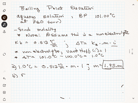 an-aqueous-solution-of-an-unknown-compound-boils-at-10100-c-at-760-torr_-what-is-the-molality-ofthis-solution-b-what-is-the-freezing-point-of-this-solution-what-is-the-molar-mass-of-this-unk-30539