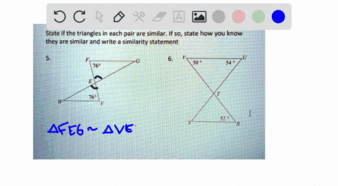 state-if-the-triangles-in-each-pair-are-similar-if-so-state-how-you-know-they-are-similar-and-write-a-similarity-statement-769-06592