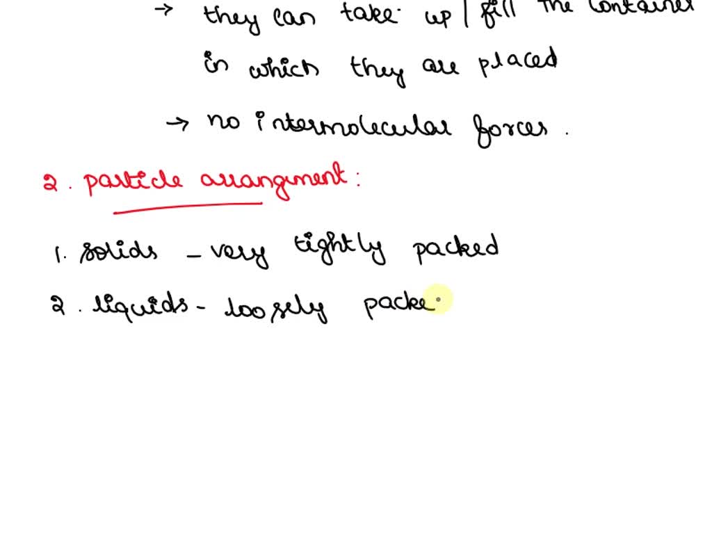 SOLVED a. Compare solids, liquids, and gases in terms of the way each