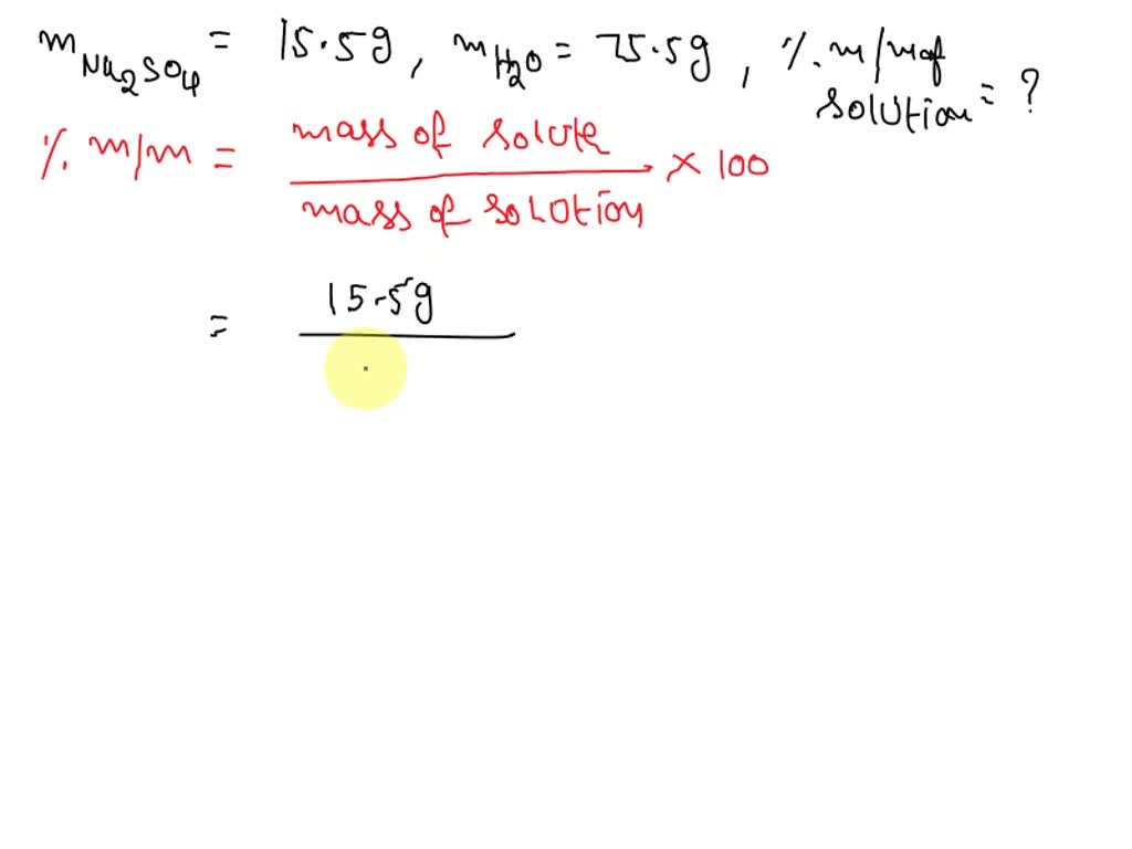 Solved Calculate The Mass Percent M M Of A Solution Containing