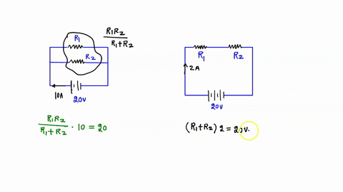 when-a-20v-emf-is-placed-across-two-resistors-in-series-a-current-of-2a-is-present-in-each-of-the-resistors-when-the-same-emf-is-placed-across-the-same-two-resistors-in-parallel-the-current-32627