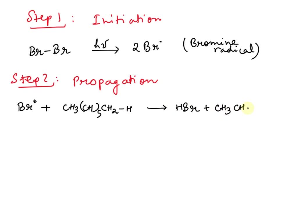 1 Write an equation to illustrate how heptane reacts with bromine when