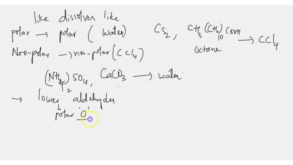 SOLVED CHEMWORK Indicate whether water (H2O) or carbon tetrachloride