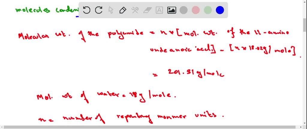 SOLVED: What would be the molecular weight of the polyamide formed from ...