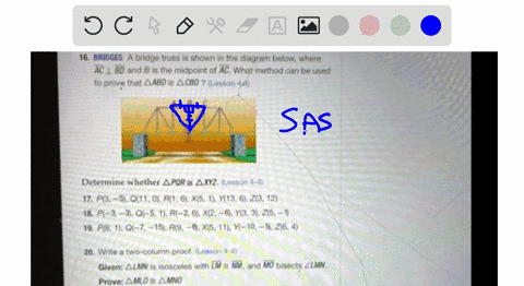 16-bridges-a-bridge-truss-is-shown-in-ine-diagram-below-where-ac-l-bd-and-b-is-ihe-midpolnt-0l-acwhal-mothod-can-be-usad-prove-inal-4-aro-4c80-loaoon-determine-whether-apor-a-4xyz-lesson-4a-24118