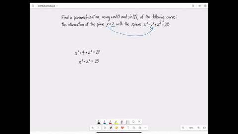 find-a-parametrization-using-cost-and-sint-of-the-following-curve-the-intersection-of-the-plane-y2-with-the-sphere-x2-y2-z2-29-rt