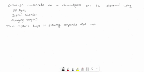 e-colourless-components-on-chromatogram-can-be-observed-by-the-following-a-using-uv-light-b-using-iodine-chamber-c-using-the-spraying-reagent-d-using-infrared-light-55687