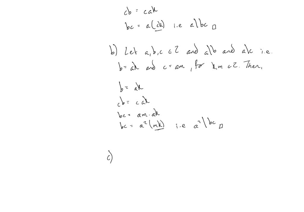 SOLVED: Given Integers , B, C, D, Verify The Following: (a) If A | B ...