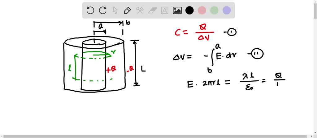 SOLVED: A capacitor consists of two long concentric metal cylinders ...