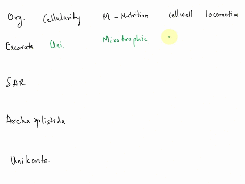cellularity-uni-colonial-multi-mode-of-nutrition-type-of-cell-wall-mode-of-locomotion-of-excavata-sar-archaseplastida-and-unikonta-55563