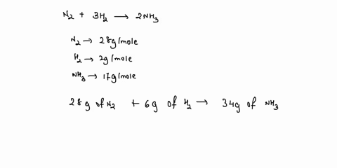 the-reactionn23h2-nh3-is-used-to-produce-ammoniawhen-450g-of-hydrogen-is-reacted-with-nitrogen-1575g-of-ammonia-were-produced-what-is-the-percentage-yield-of-the-reaction-16346