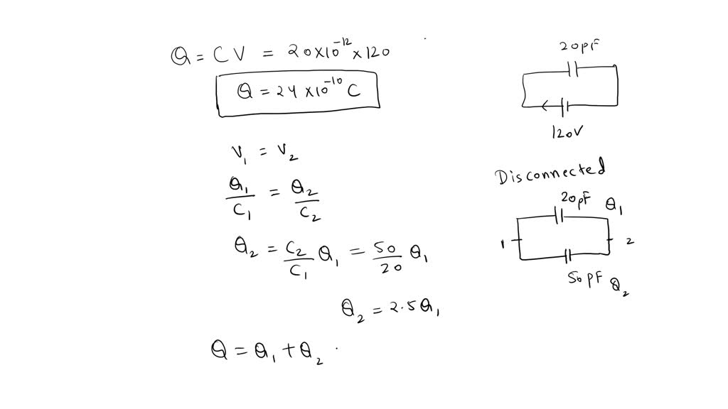 SOLVED: 'A 20 pF capacitor is charged to 120 V and then disconnected ...