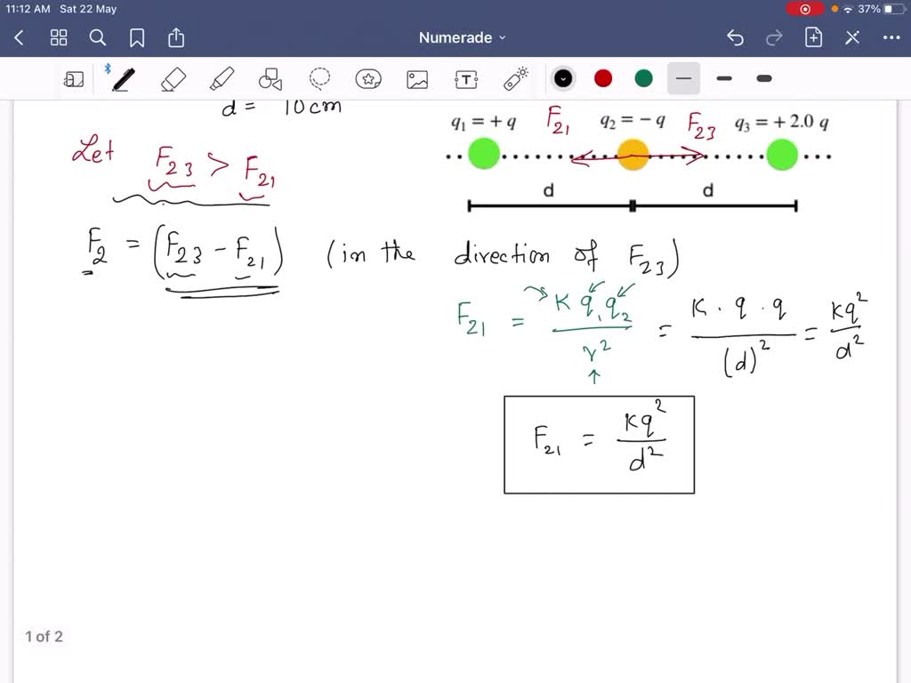 Solved Predict Calculate Given That Q 8 Muc And D 10 Cm A Find The Direction And Magnitude Of The Net Electrostatic Force Exerted On The Point Charge Q2 In Figure Below