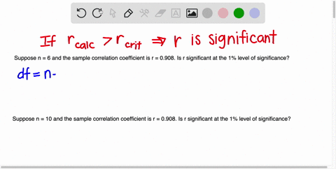 a-suppose-n-6-and-the-sample-correlation-coefficient-is-r-0908-is-r-significant-at-the-1-level-of-significance-based-on-a-two-tailed-test-round-your-answers-to-three-decimal-places-b-suppose-90016
