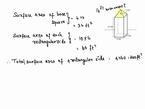 a-16-ft-monument-consists-of-a-rectangular-prism-and-a-square-pyramid-as-shown-below-if-the-exposed-surfaces-of-the-monument-are-to-be-covered-with-one-inch-square-tiles-determine-approximat-65198