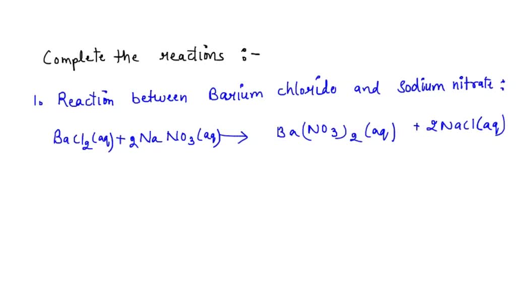 SOLVED: Write the complete molecular reaction for the reaction of BaCl2 ...