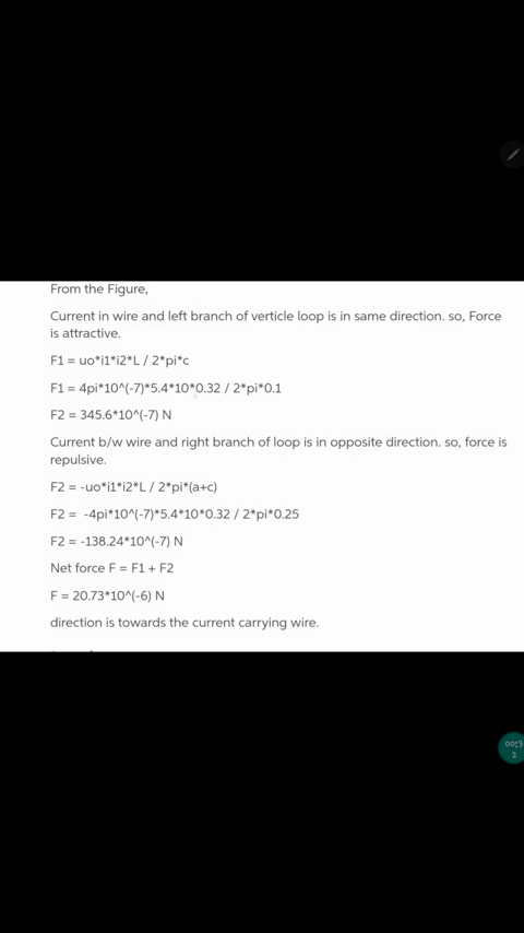 5-in-the-figure-below-the-current-in-the-long-straight-wire-is-l-540-a-and-the-wire-lies-in-the-plane-of-the-rectangular-loop-which-carries-a-current-iz-100-a-the-dimensions-in-the-figure-ar-80159