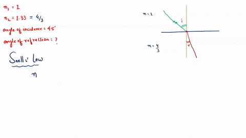 lght-travels-from-air-n1-to-water-n133-if-the-angle-of-incidence-is-45-determine-the-angle-of-refraction
