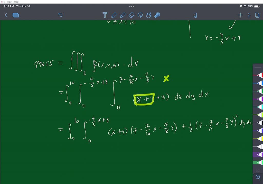 SOLVED: Find the mass of a tetrahedron of density Î´(x,y,z) = x + y + z ...