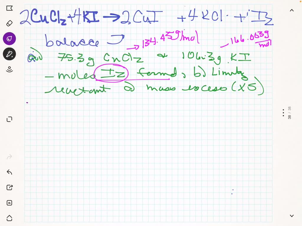 SOLVED When copper (ii) chloride reacts with potassium Iodide it