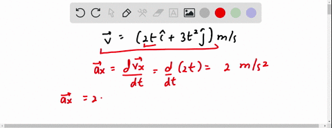 a-particle-moving-in-the-xy-plane-has-velocity-v-2ti3t2jms-where-t-is-in-s-a-what-is-the-xx-component-of-the-particles-acceleration-vector-at-t-5-s-express-your-answer-with-the-appropriate-u-13306