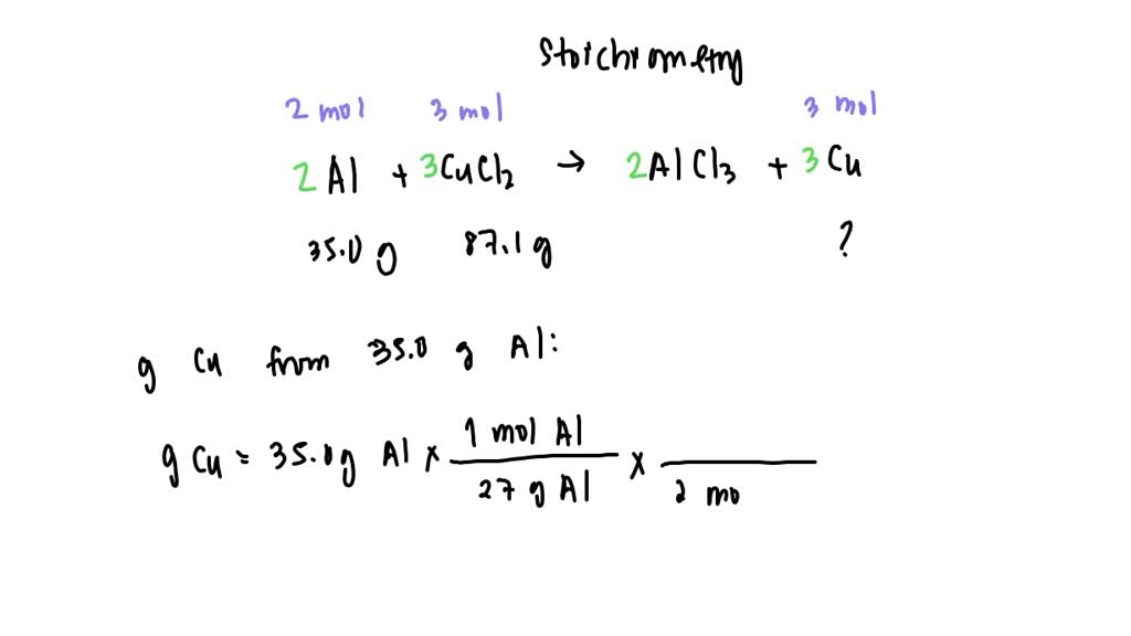 SOLVED Aluminum reacts with copper(II) chloride to produce copper and