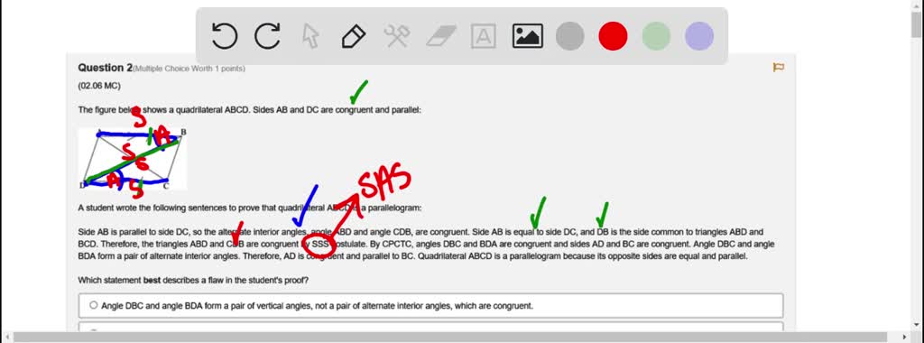 SOLVED 02.06 MC The figure below shows quadrilateral ABCD