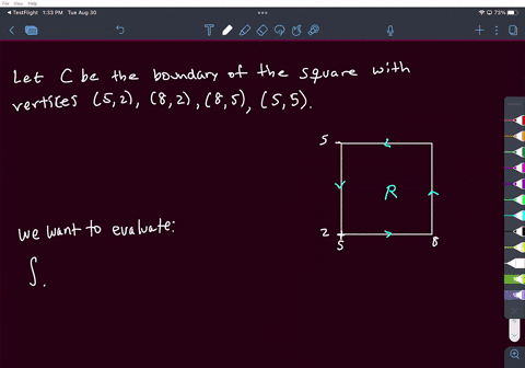 use-greens-theorem-to-evaluate-the-line-integral-assume-the-curve-is-oriented-counterclockwise_-6x-sinh-ydy-6y2-arctanx_-dx-where-c-is-the-boundary-of-the-square-with-vertices-5-2-8-2-8-5-an-13821