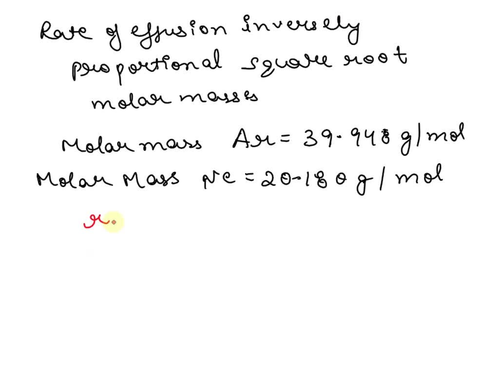 SOLVED Calculate the ratio of effusion rates for argon and neon gases. Use a ratio of ArNe 1.